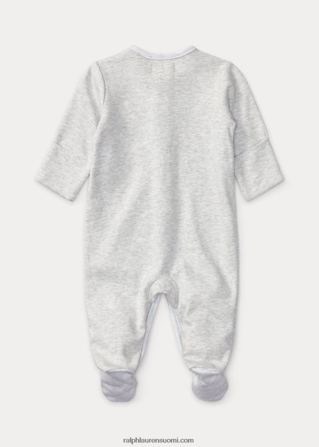 Ralph Lauren vauva tonaalinen pooloponi puuvillajalkainen haalari 0Z24ZR10016 kvartsin harmaa kanerva