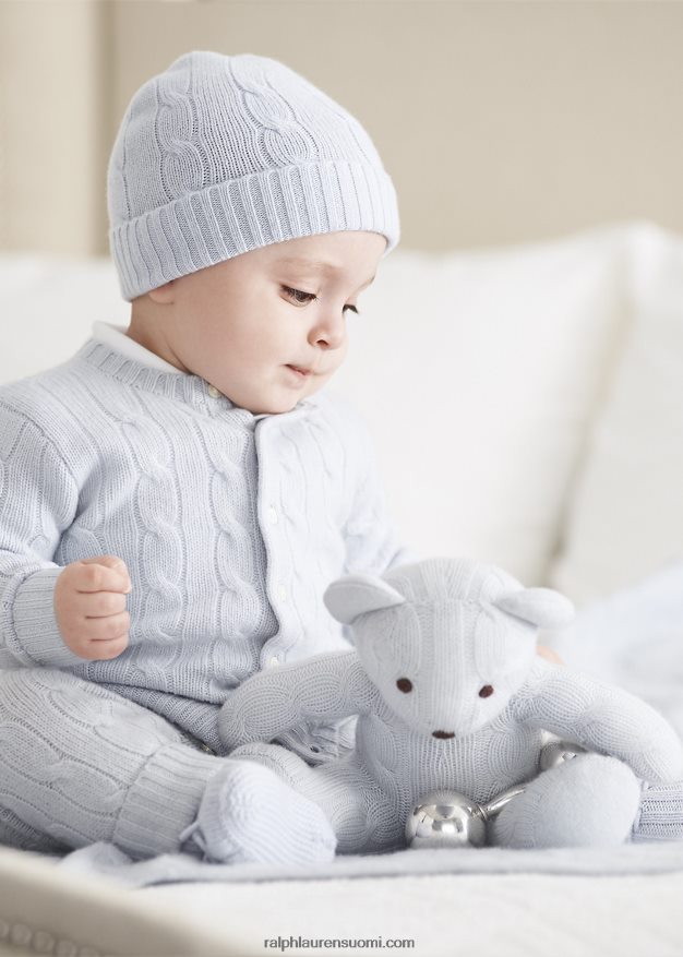 Ralph Lauren vauva kaapelineulotut kashmirhousut 0Z24ZR8297 helmensininen