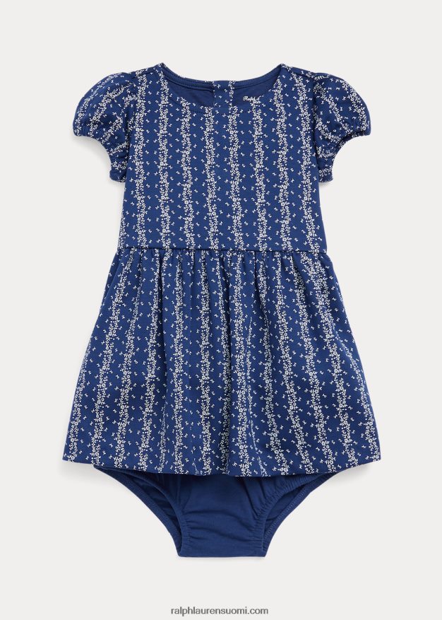 Ralph Lauren vauva kukkainen Ponte mekko & bloomer 0Z24ZR8233 Juliet-kukkaraita