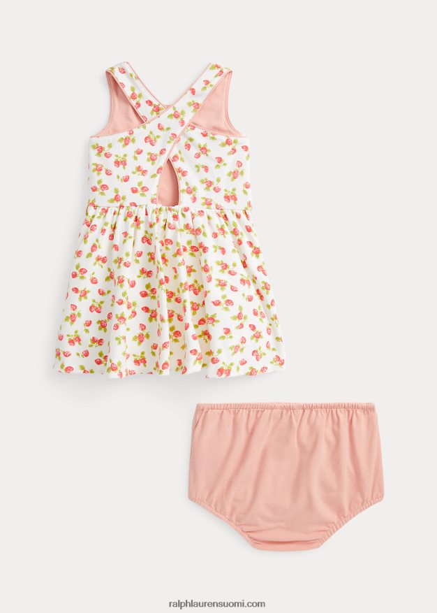 Ralph Lauren vauva mansikka jersey mekko & bloomer 0Z24ZR7856 mansikkaprintti