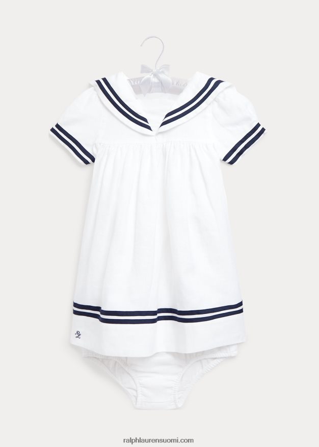 Ralph Lauren vauva meripellavamekko & bloomer 0Z24ZR7868 valkoinen