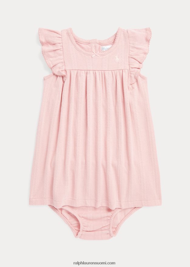 Ralph Lauren vauva pointelle-neulottu puuvillamekko & bloomer 0Z24ZR7862 adirondack ruusu