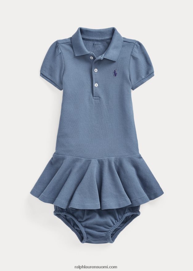 Ralph Lauren vauva puuvillaverkkomainen poolomekko 0Z24ZR8222 caprin sininen