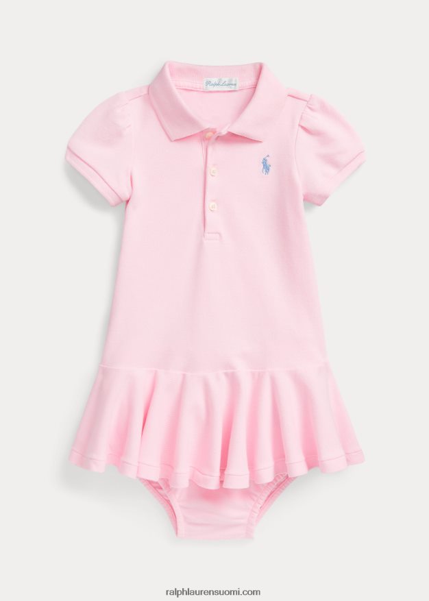 Ralph Lauren vauva puuvillaverkkomainen poolomekko 0Z24ZR8223 karmelin pinkki