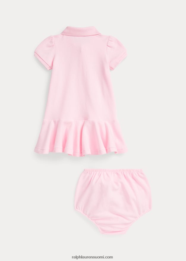 Ralph Lauren vauva puuvillaverkkomainen poolomekko 0Z24ZR8223 karmelin pinkki