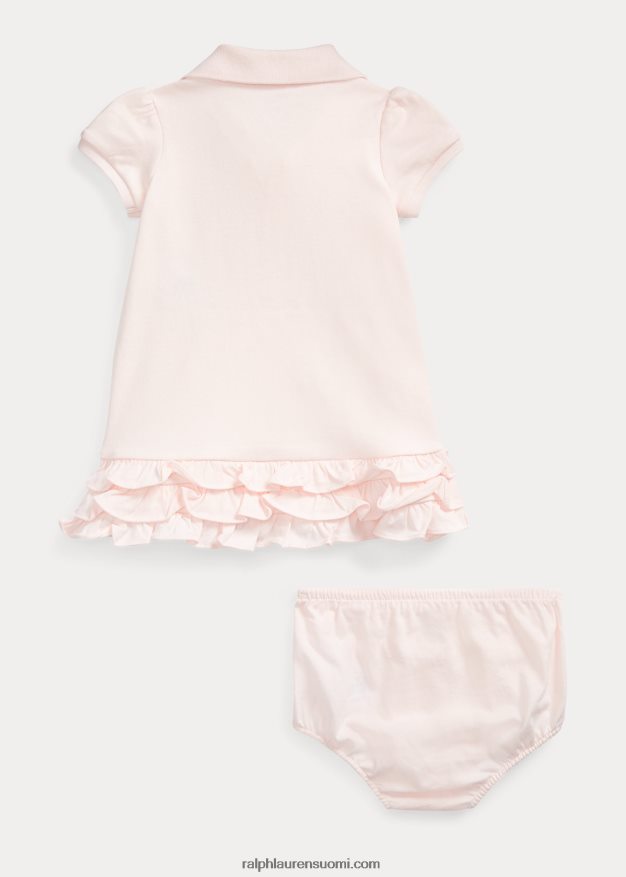 Ralph Lauren vauva röyhelöinen poolomekko & bloomer 0Z24ZR7836 herkkä pinkki