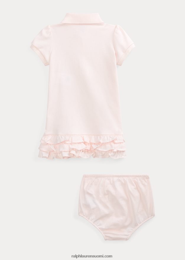Ralph Lauren vauva röyhelöinen poolomekko & bloomer 0Z24ZR7844 herkkä pinkki