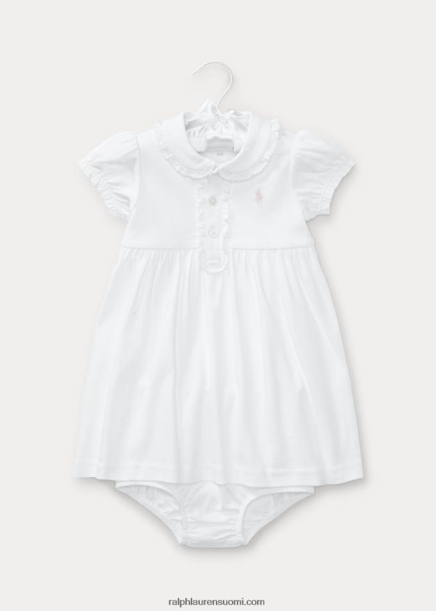 Ralph Lauren vauva röyhelöinen poolomekko & bloomer 0Z24ZR7864 valkoinen