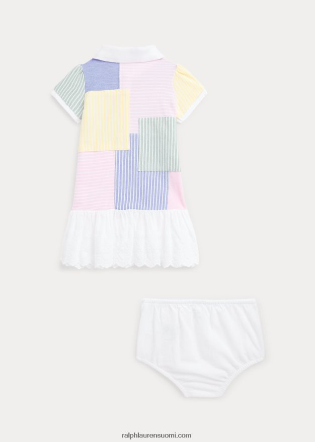 Ralph Lauren vauva tilkkutäytteinen mesh poolomekko & bloomer 0Z24ZR7839 karmelin pinkki