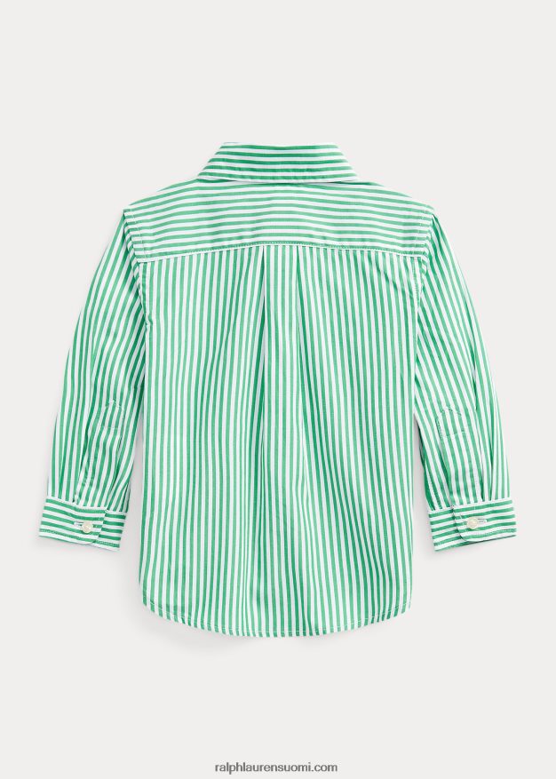 Ralph Lauren vauva raidallinen puuvillapopliinipaita 0Z24ZR8278 vihreä/valkoinen