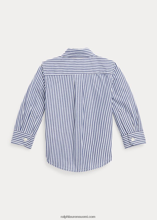 Ralph Lauren vauva raidallinen puuvillapopliinipaita 0Z24ZR8279 laivasto/valkoinen