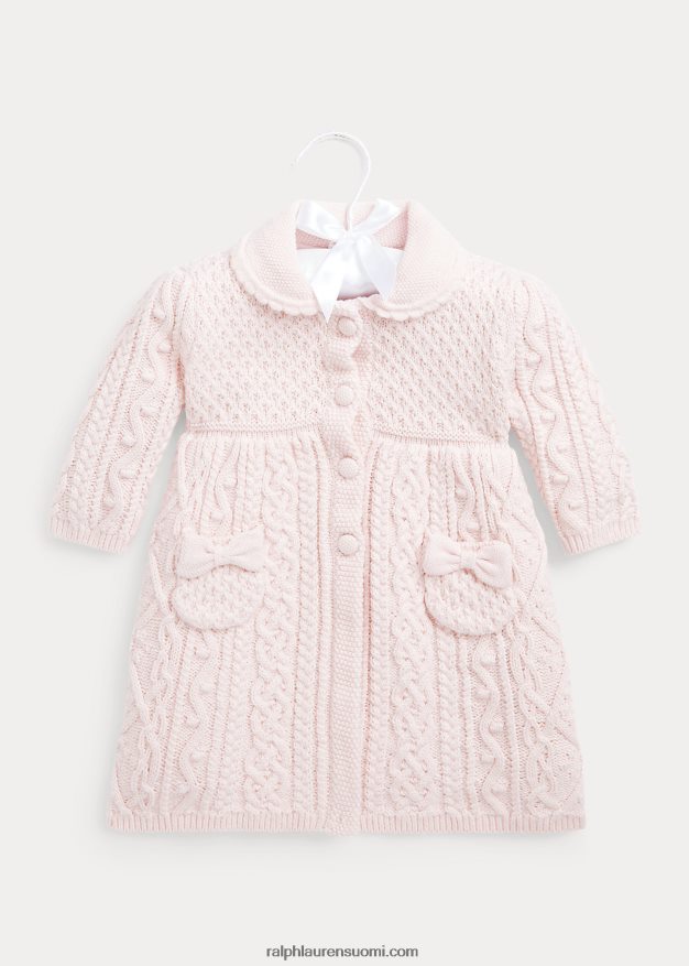 Ralph Lauren vauva aran-neulottu rusetti puuvillatakki 0Z24ZR8009 herkkä pinkki