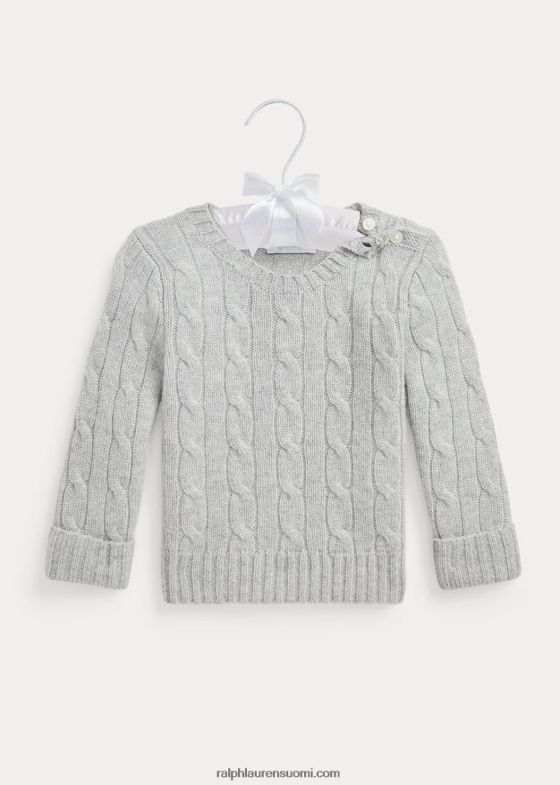 Ralph Lauren vauva ikoninen kaapelineulottu kashmirpusero 0Z24ZR7994 keskiharmaa kanerva