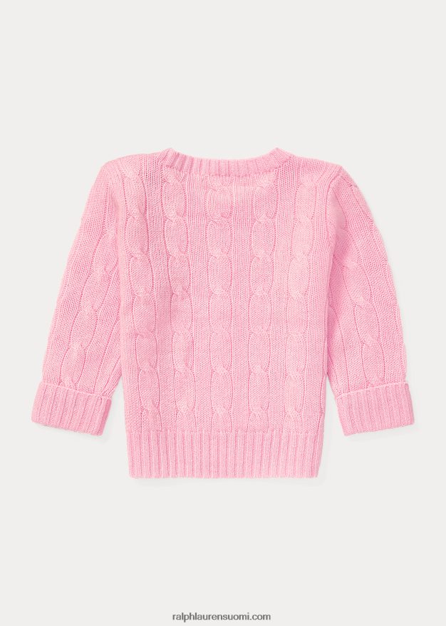 Ralph Lauren vauva ikoninen kaapelineulottu kashmirpusero 0Z24ZR7995 karmelin pinkki