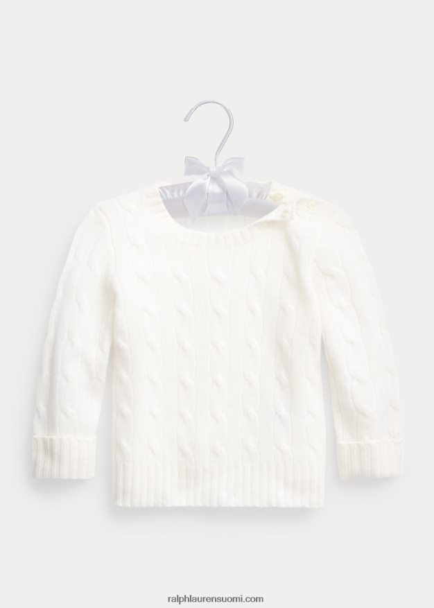 Ralph Lauren vauva ikoninen kaapelineulottu kashmirpusero 0Z24ZR7996 lämmin valkoinen