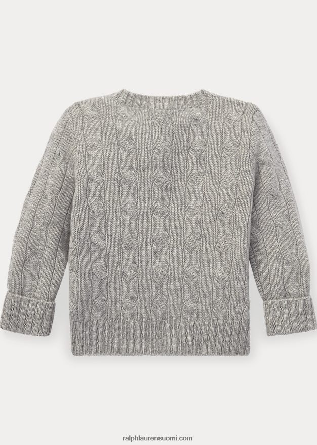 Ralph Lauren vauva ikoninen kaapelineulottu kashmirpusero 0Z24ZR7997 vaaleanharmaa kanerva