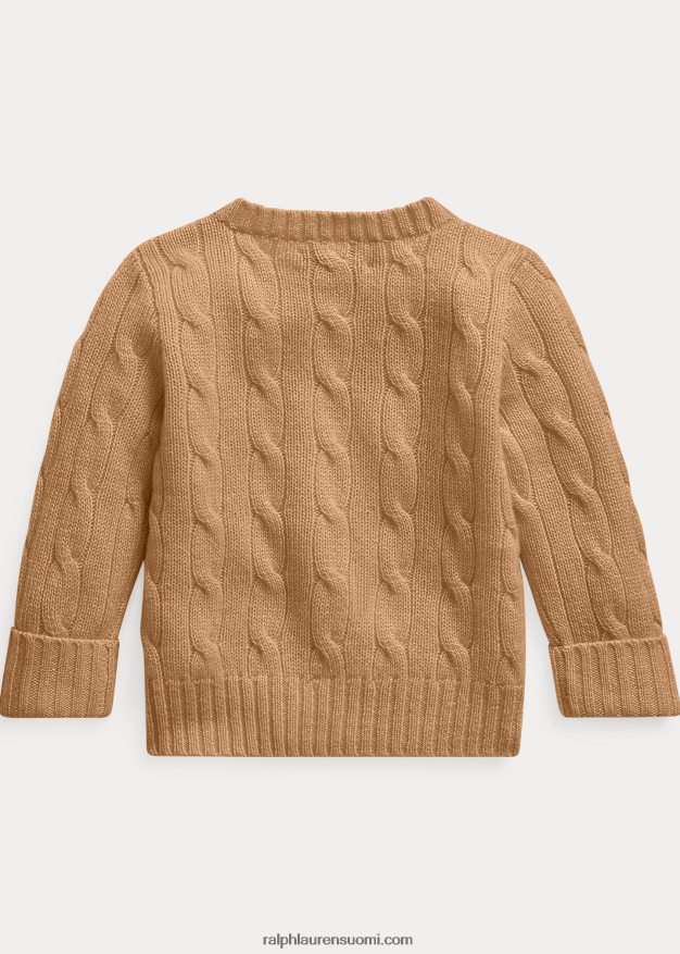 Ralph Lauren vauva ikoninen kaapelineulottu kashmirpusero 0Z24ZR7998 uusi kamelimelange