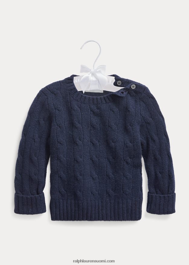 Ralph Lauren vauva ikoninen kaapelineulottu kashmirpusero 0Z24ZR7999 hienostunut laivasto