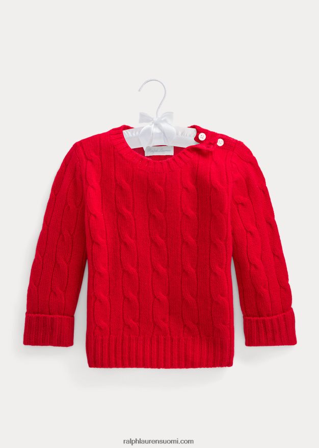 Ralph Lauren vauva ikoninen kaapelineulottu kashmirpusero 0Z24ZR8000 Rl 2000 punainen