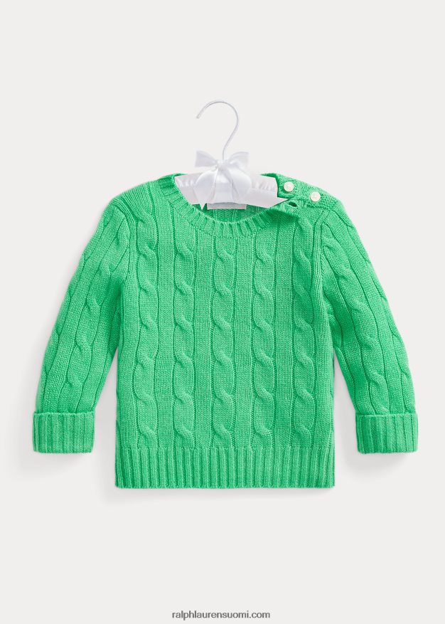 Ralph Lauren vauva ikoninen kaapelineulottu kashmirpusero 0Z24ZR8001 ohjaustanko vihreä