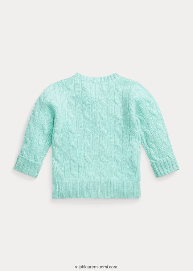 Ralph Lauren vauva kaapelineulottu kashmir neuletakki 0Z24ZR8002 turkoosi