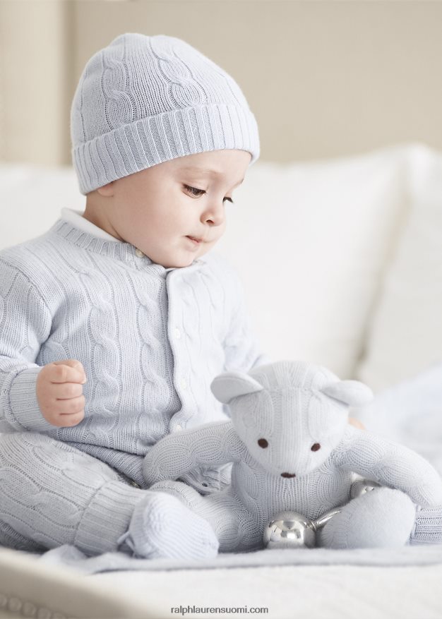 Ralph Lauren vauva kaapelineulottu kashmir neuletakki 0Z24ZR8003 helmensininen