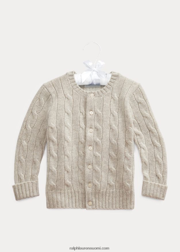 Ralph Lauren vauva kaapelineulottu kashmir neuletakki 0Z24ZR8006 vaaleanharmaa kanerva