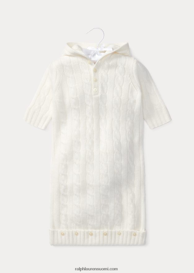 Ralph Lauren vauva kaapelineulottu kashmirsirkku 0Z24ZR7755 lämmin valkoinen