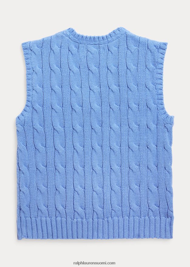 Ralph Lauren vauva kaapelineulottu puuvillapusero liivi 0Z24ZR8324 satamasaaren sininen