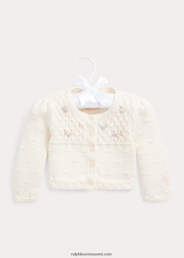 Ralph Lauren vauva kukkapuuvillaneuletakki 0Z24ZR8011 klubitalo kerma