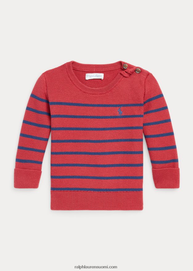 Ralph Lauren vauva raidallinen verkkoneulottu puuvillapusero 0Z24ZR8318 Chili