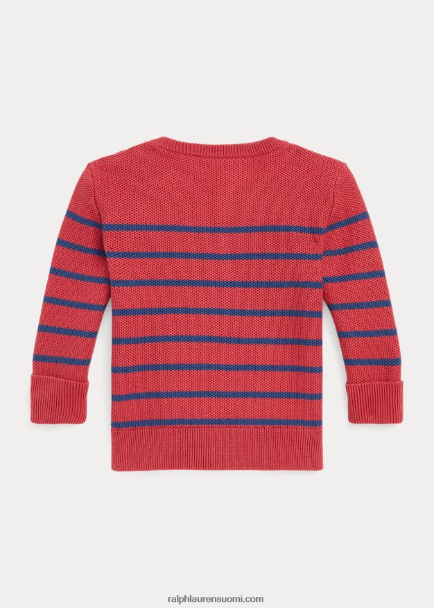 Ralph Lauren vauva raidallinen verkkoneulottu puuvillapusero 0Z24ZR8318 Chili