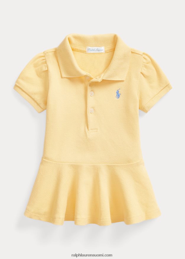 Ralph Lauren vauva joustava verkkomainen peplum poolopaita 0Z24ZR8283 maissin keltainen