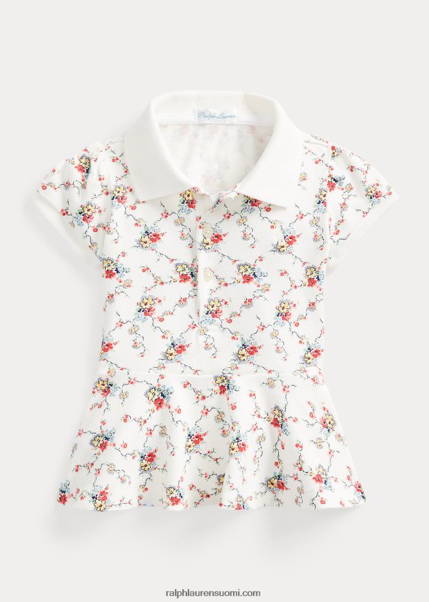 Ralph Lauren vauva kukkainen joustava verkkopaita peplum poolopaita 0Z24ZR8284 marta kukkainen