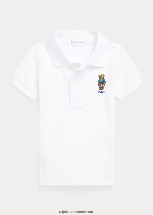 Ralph Lauren vauva poolo bear puuvillaverkkopaita 0Z24ZR8280 valkoinen