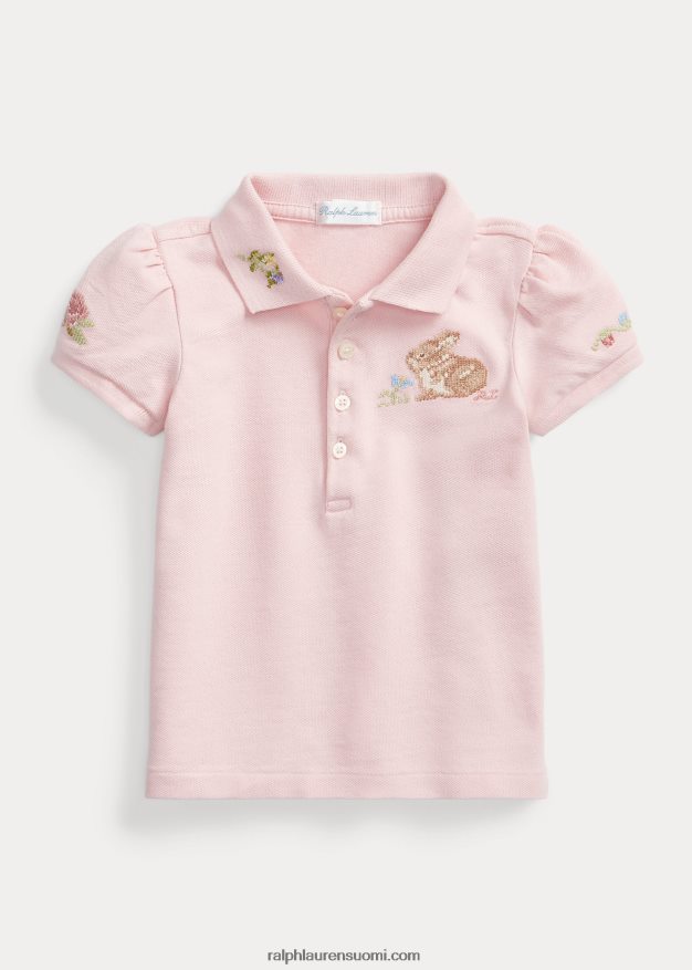 Ralph Lauren vauva pupu stretch mesh poolopaita 0Z24ZR7895 ripaus vaaleanpunaista