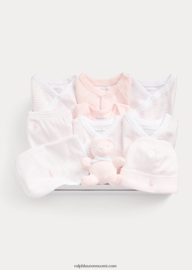 Ralph Lauren vauva 11 osaa luomupuuvillasta valmistettu lahjasetti 0Z24ZR7816 herkkä pinkki multi