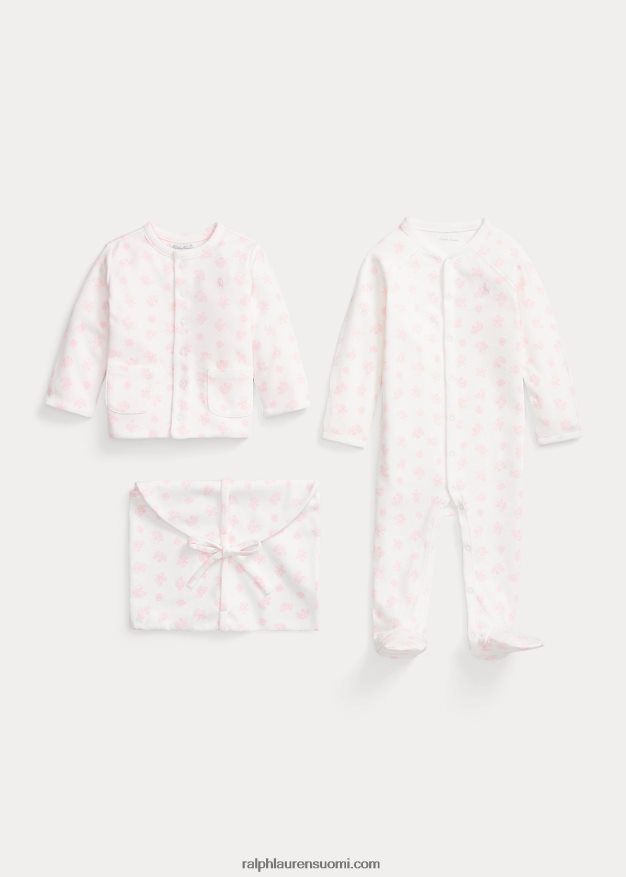 Ralph Lauren vauva 3-osainen luomupuuvillasetti 0Z24ZR7825 herkkä pinkki multi