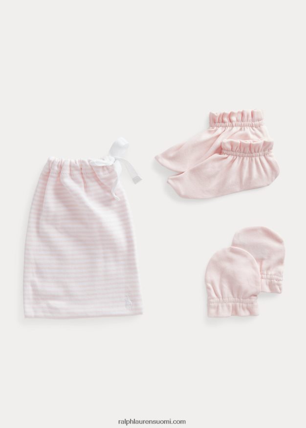 Ralph Lauren vauva Luomupuuvillasta valmistettu 3-osainen lahjasetti 0Z24ZR10045 herkkä pinkki