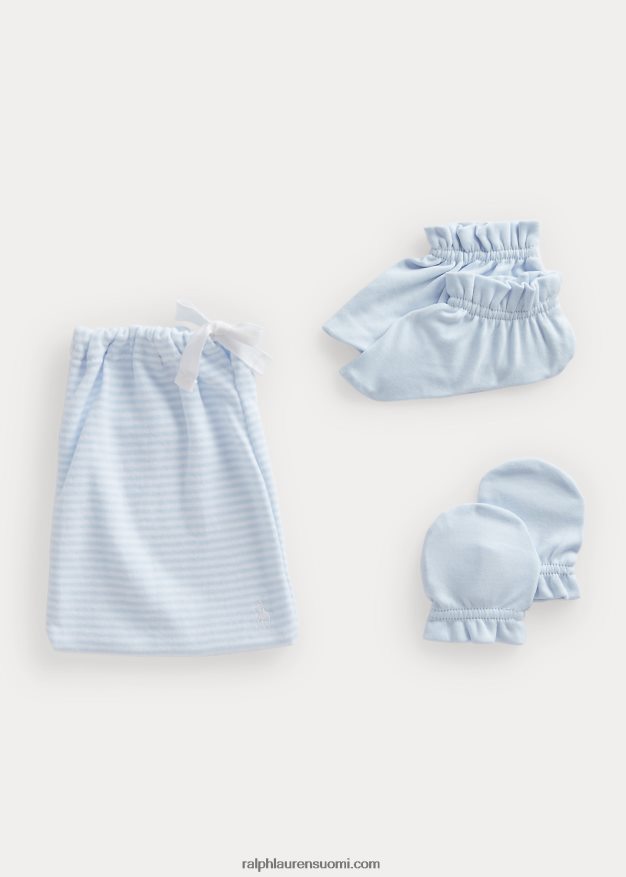 Ralph Lauren vauva Luomupuuvillasta valmistettu 3-osainen lahjasetti 0Z24ZR8220 berylinsininen