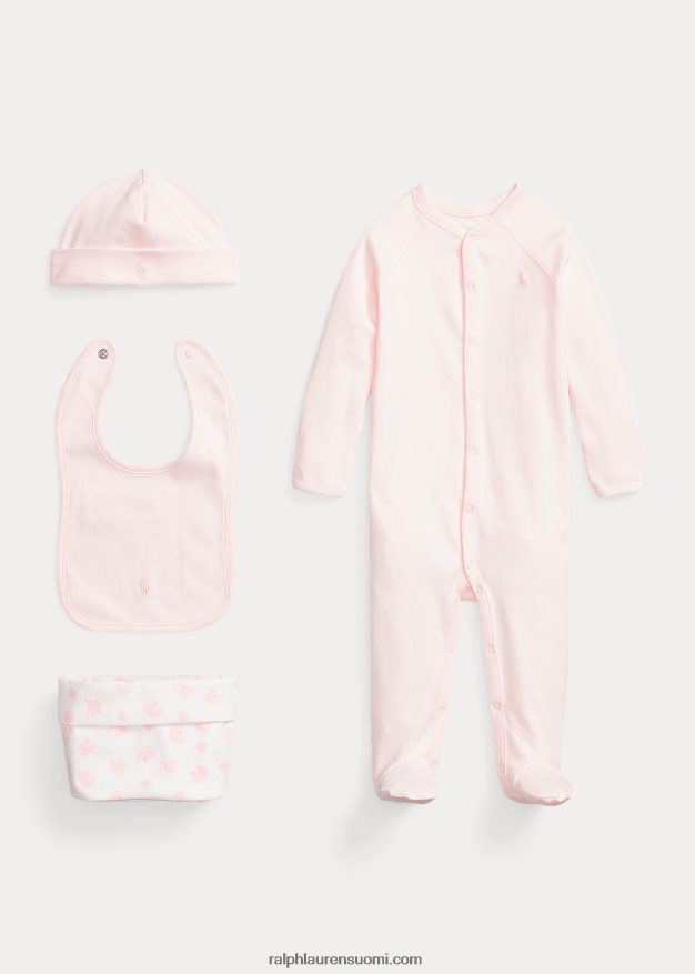 Ralph Lauren vauva Luomupuuvillasta valmistettu 4-osainen lahjasetti 0Z24ZR7821 herkkä pinkki