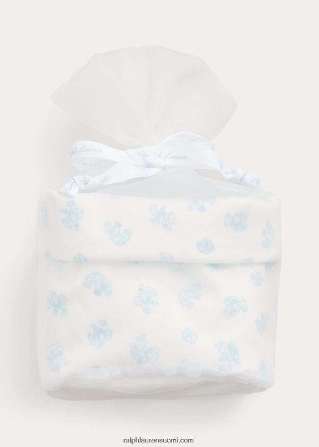 Ralph Lauren vauva Luomupuuvillasta valmistettu 4-osainen lahjasetti 0Z24ZR7826 berylinsininen