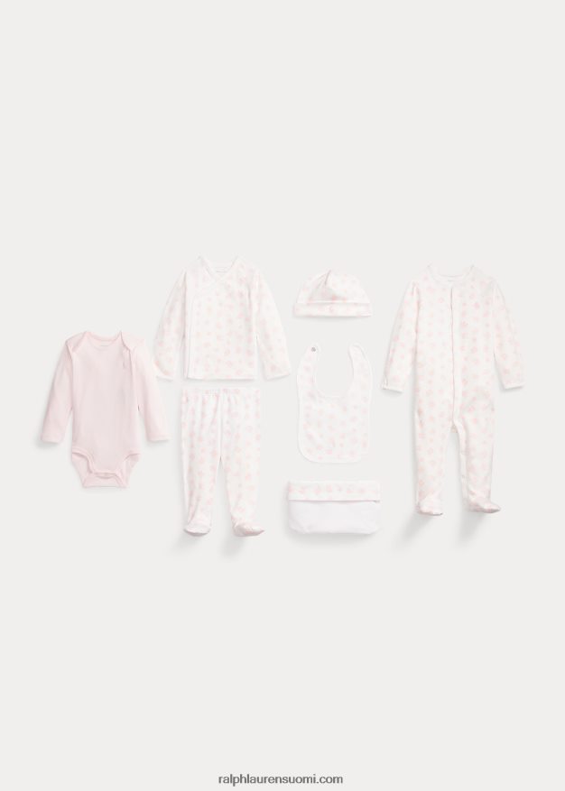 Ralph Lauren vauva Luomupuuvillasta valmistettu 7-osainen lahjasetti 0Z24ZR7818 herkkä pinkki multi