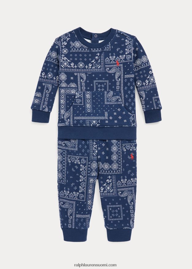Ralph Lauren vauva bandanna fleece paita & housut setti 0Z24ZR8199 bandana printti