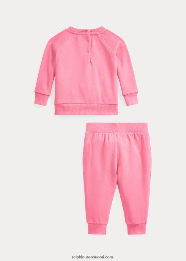 Ralph Lauren vauva fleece collegepaita ja lenkkeilyhousutsetti 0Z24ZR8200 aavikon pinkki