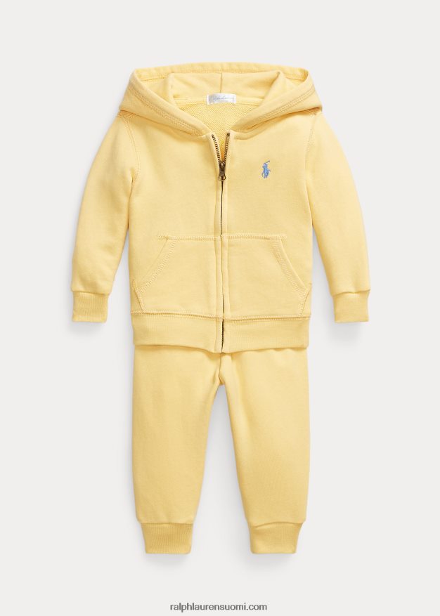 Ralph Lauren vauva froteinen täysvetoketjuhuppari & lenkkeilyhousutsetti 0Z24ZR8194 maissin keltainen