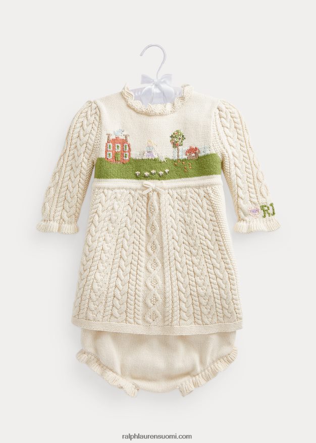 Ralph Lauren vauva intarsia-neulottu neulemekko & bloomer 0Z24ZR8238