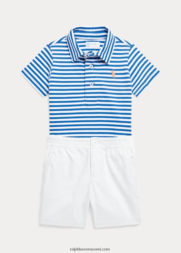 Ralph Lauren vauva jersey poolopaita & chino-lyhyt setti 0Z24ZR7772 kuninkaallinen laivasto/valkoinen