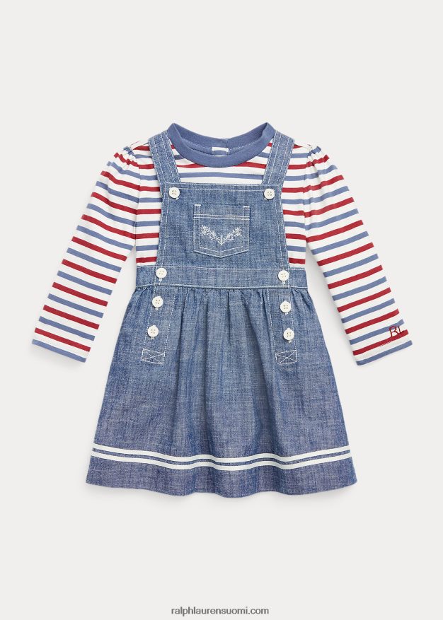 Ralph Lauren vauva jersey tee & chambray mekkosetti 0Z24ZR8212 tumma indigopesu