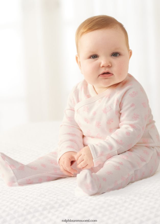 Ralph Lauren vauva karhukuvioinen luomupuuvillainen toppi & housutsetti 0Z24ZR7794 pinkki multi